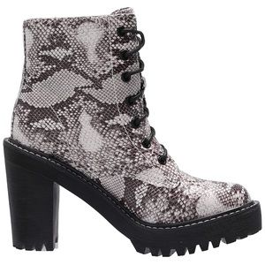 Madden Girl Snake Skin Heeled Combat Boot